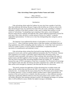 False Advertising Claims against Product Names