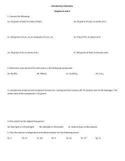 Introductory Chemistry Chapters 6 and 9 1. Convert the following: 1a
