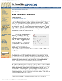 Sunday morning with Dr. Roger Parrott - The Clarion