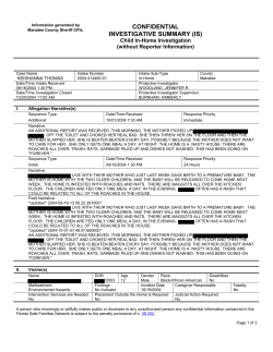 CONFIDENTIAL INVESTIGATIVE SUMMARY (IS)