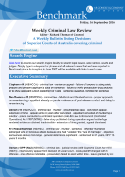 Benchmark Publication - Weekly Criminal Law Review