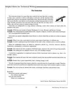 Helpful Hints for Technical Writing The Semicolon