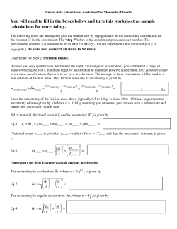 Moment of Inertia experiment uncertainty calculations