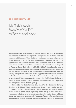 Julius Bryant &ndash; Mr Tulk`s table: from Marble Hill to Bondi and back