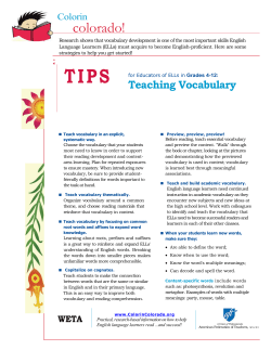 Teaching Vocabulary to ELLs- Teacher Tip-Page