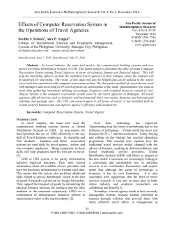 Effects of Computer Reservation System in the Operations of Travel
