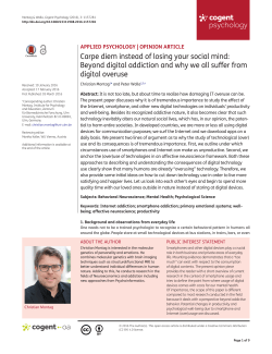 Carpe diem instead of losing your social mind: Beyond