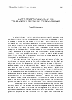 Marx`s Concept of Justice and the two Traditions in