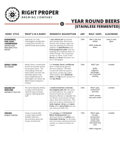 Sell Sheet for Beers Currently Available for Distribution