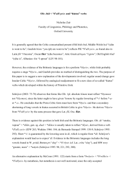 OIr. biid o- and &ldquo;hiatus&rdquo; verbs Nicholas Zair Faculty of