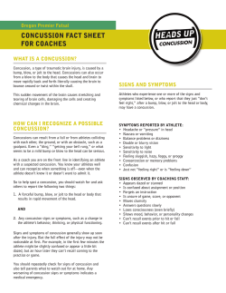 concussion fact sheet for coaches