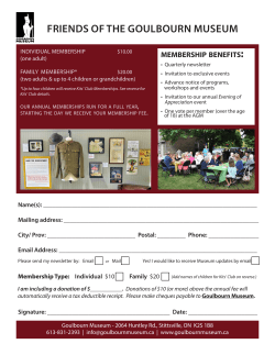 Membership Form - Goulbourn Museum