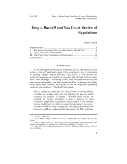 King v. Burwell and Tax Court Review of Regulations