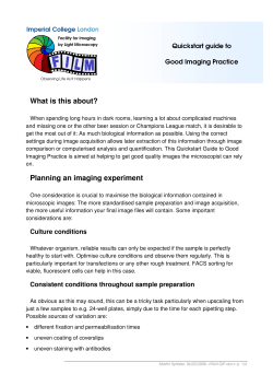 Good imaging practice - Imperial College London