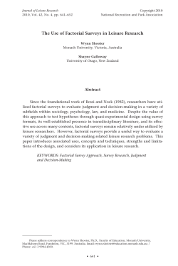 The Use of Factorial Surveys in Leisure Research