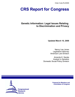 Genetic Information: Legal Issues Relating to Discrimination and