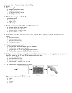 Assessment Bank – Matter and Energy in Living Things SC