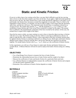 Static and Kinetic Friction - Ryerson Department of Physics