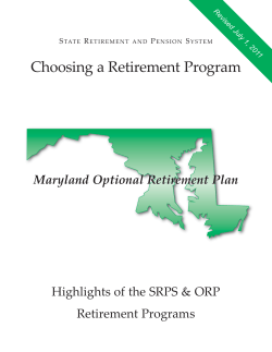 Choosing a Retirement Program - Maryland State Retirement and