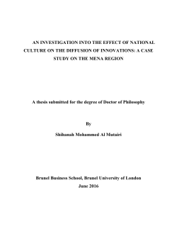 AN INVESTIGATION INTO THE EFFECT OF NATIONAL CULTURE