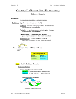 Chemistry 12 &ndash; Unit 5