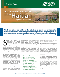 IICA`s Position Paper on Haiti - IICA and the reconstruction of the