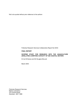 Not to be quoted without prior reference to the authors Fisheries