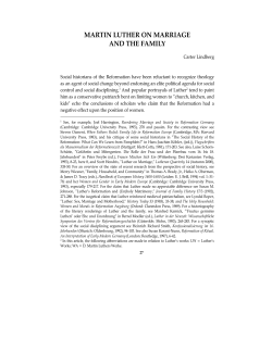 MARTIN LUTHER ON MARRIAGE AND THE FAMILY