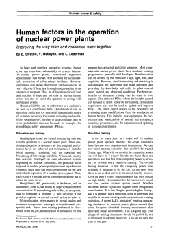 Human factors in the operation of nuclear power plants