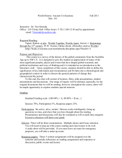 Ancient Civilizations Fall 2011 Hist. 101 Instructor: Dr