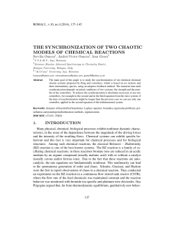 the synchronization of two chaotic models of chemical reactions