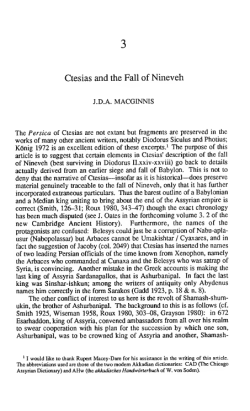 Ctesias and the Fall of Nineveh