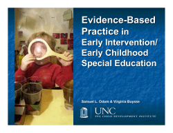 Evidence-Based Practice in Early Intervention/Early Childhood