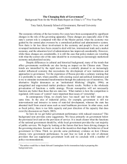 The Changing Role Of Government