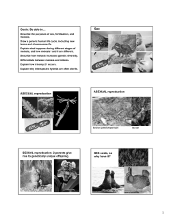 Goals: Be able to&hellip; ASEXUAL reproduction ASEXUAL reproduction