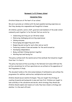 Barnwood C of E Primary School Calculation Policy Christian