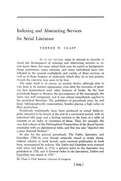 Indexing and Abstracting Services for Serial