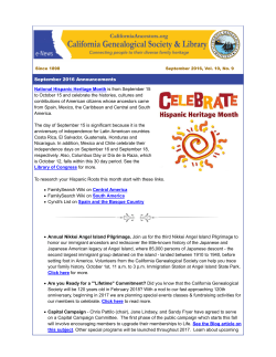 September 2016 Announcements National Hispanic Heritage Month