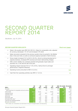 Second quarter report 2014 - Ericsson (www.ericsson.com)