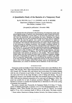 A Quantitative Study of the Bacteria of a Temporary Pond