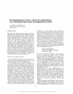 Evaluating inter-entry retrieval expressions in a relational data base