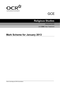 Mark scheme - Unit G584 - A2 New Testament - January