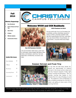 Fall 2014 Welcome WCCH and CCH Residents