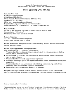 Public Speaking: COM 111.025 - Stephen F. Austin State University