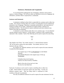 II. Sentences, Statements, and Arguments