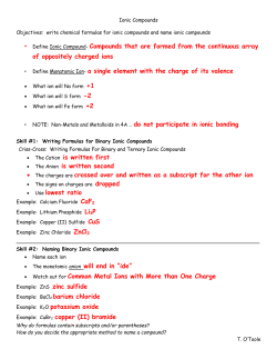 Ionic Compounds Note Sheet