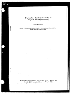 Beryllium Disease - Chemical Industry Archives