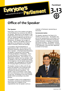 Office of the Speaker - Queensland Parliament