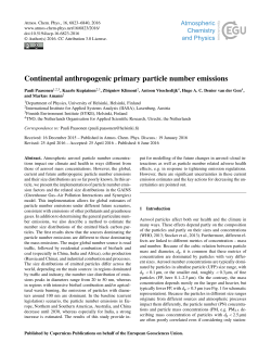 Continental anthropogenic primary particle number emissions