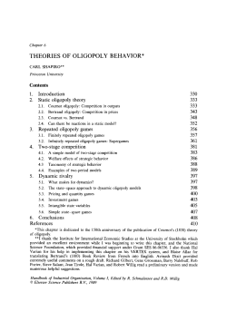 THEORIES OF OLIGOPOLY BEHAVIOR* Contents